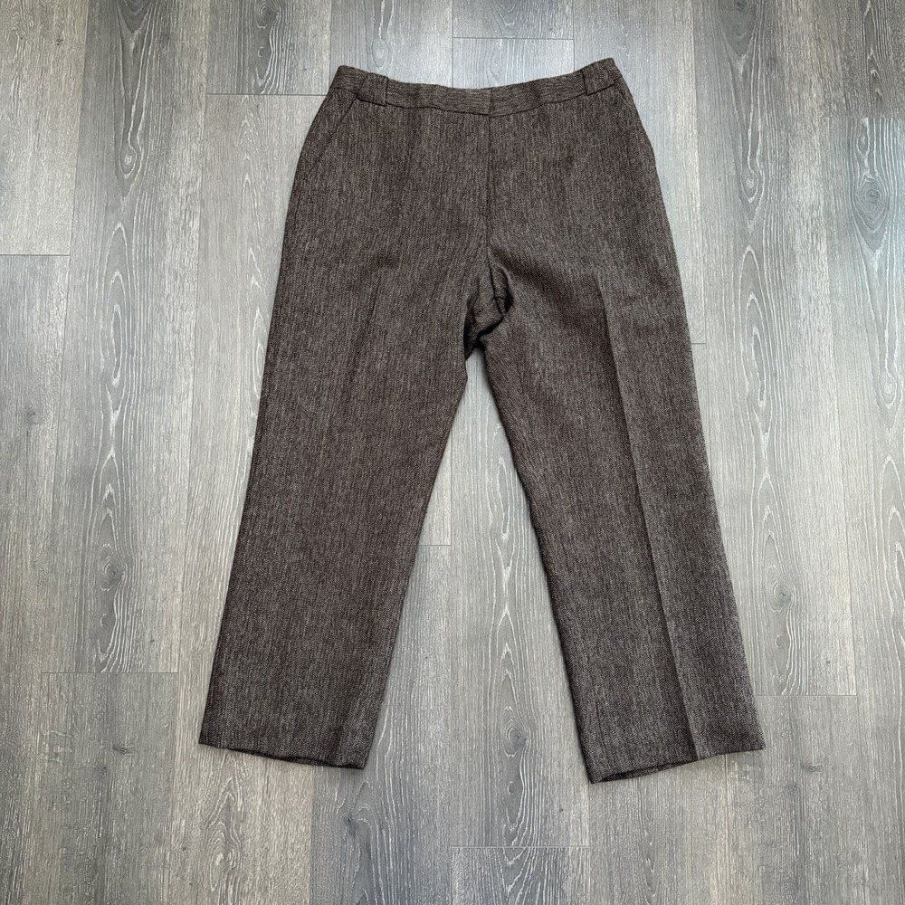 Rena Rowan Pants 16 Brown Merino Wool High Waisted Trousers‎ Lined Academia Prep